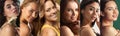 Collage. Portraits of beautiful young women smiling, posing, looking at camera Royalty Free Stock Photo