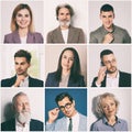 Collage with portraits of business people Royalty Free Stock Photo