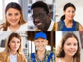 Collage of portraits of positive people of various professions Royalty Free Stock Photo