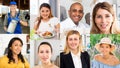 Collage of portraits of positive people of various professions Royalty Free Stock Photo