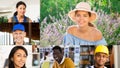 Collage of portraits of smiling people of different nationalities and activities Royalty Free Stock Photo