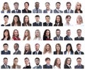 Collage of portraits of successful employees isolated on white Royalty Free Stock Photo