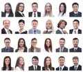 Collage of portraits of successful employees isolated on white Royalty Free Stock Photo