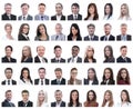 Collage of portraits of successful employees isolated on white Royalty Free Stock Photo