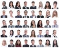 Collage of portraits of successful employees isolated on white Royalty Free Stock Photo