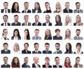 Collage of portraits of successful employees isolated on white Royalty Free Stock Photo