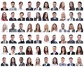 Collage of portraits of successful employees isolated on white Royalty Free Stock Photo