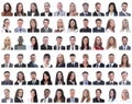 Collage of portraits of successful employees isolated on white Royalty Free Stock Photo