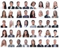 Collage of portraits of successful employees isolated on white Royalty Free Stock Photo