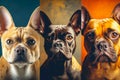 collage from portraits of three cute dogs. generative AI Royalty Free Stock Photo