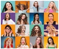 The collage from portraits of women with smiling facial expression Royalty Free Stock Photo
