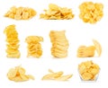 Collage of potato chips isolated Royalty Free Stock Photo