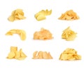 Collage of potato chips Royalty Free Stock Photo