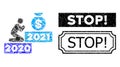 Stop! Distress Seal with Notches and Pray for Money 2021 Mosaic of Rectangular Elements