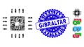 Collage Processor Bug Icon with Textured Gibraltar Seal Royalty Free Stock Photo