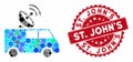 Collage Radio Control Car with Scratched St. John`S Seal Royalty Free Stock Photo