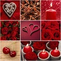 Collage with red romantic objects - Valentines Day set Royalty Free Stock Photo