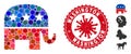 Collage Republican Elephant Icon with Coronavirus Grunge Washington Seal