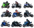 Collage riders on sportbikes