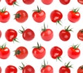 Collage with ripe tomatoes on background. Pattern design