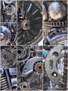 Collage of Robot parts mechanical. Background of steampunk. Royalty Free Stock Photo