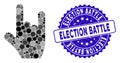 Collage Rock Gesture Icon with Scratched Election Battle Stamp