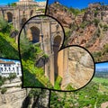 Collage of Ronda, Spain at Puente Nuevo Bridge.