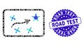 Collage Route Map Icon with Grunge Road Test Seal