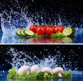 Collage Salad, tomato and cucumber Royalty Free Stock Photo