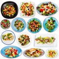 Collage of salads on white background Royalty Free Stock Photo