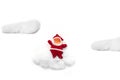 Collage of Santa Claus ornament in the clouds in the white background: Christmas mood.