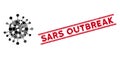 Collage SARS Virus Icon with Grunge Sars Outbreak Line Stamp