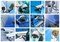 Collage of security camera and urban video Royalty Free Stock Photo