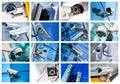 Collage of security camera and urban video Royalty Free Stock Photo