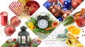 Collage set of the Christmas decorations. Royalty Free Stock Photo