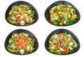 Collage or set of 4 salads on white background Royalty Free Stock Photo