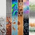 Collage of seven distinct textures and Royalty Free Stock Photo