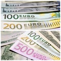 Collage with euro banknotes and dollar bills Royalty Free Stock Photo