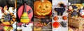 Collage with several images halloween cookies. Royalty Free Stock Photo