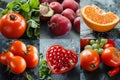 Variety of Fresh Fruits and Vegetables Collage Royalty Free Stock Photo