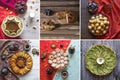 Collage showing Arabian sweets. Arabian cuisine. Ramadan food background.