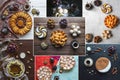 Collage showing Arabian sweets. Arabian cuisine. Ramadan food background.