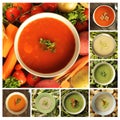 Collage with different kind of soups