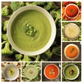 Collage with different kind of soups