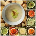 Collage with different kind of soups