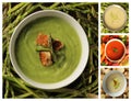 Collage with different kind of soups