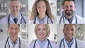 The Collage of Smiling Doctors Looking At the Camera Royalty Free Stock Photo