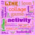 collage sports word cloud green background, all sports, this contain use as banner, painting, motivation, web-page, website