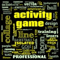 collage sports word cloud green background, all sports, this contain use as banner, painting, motivation, web-page, website