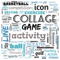 collage sports word cloud green background, all sports, this contain use as banner, painting, motivation, web-page, website